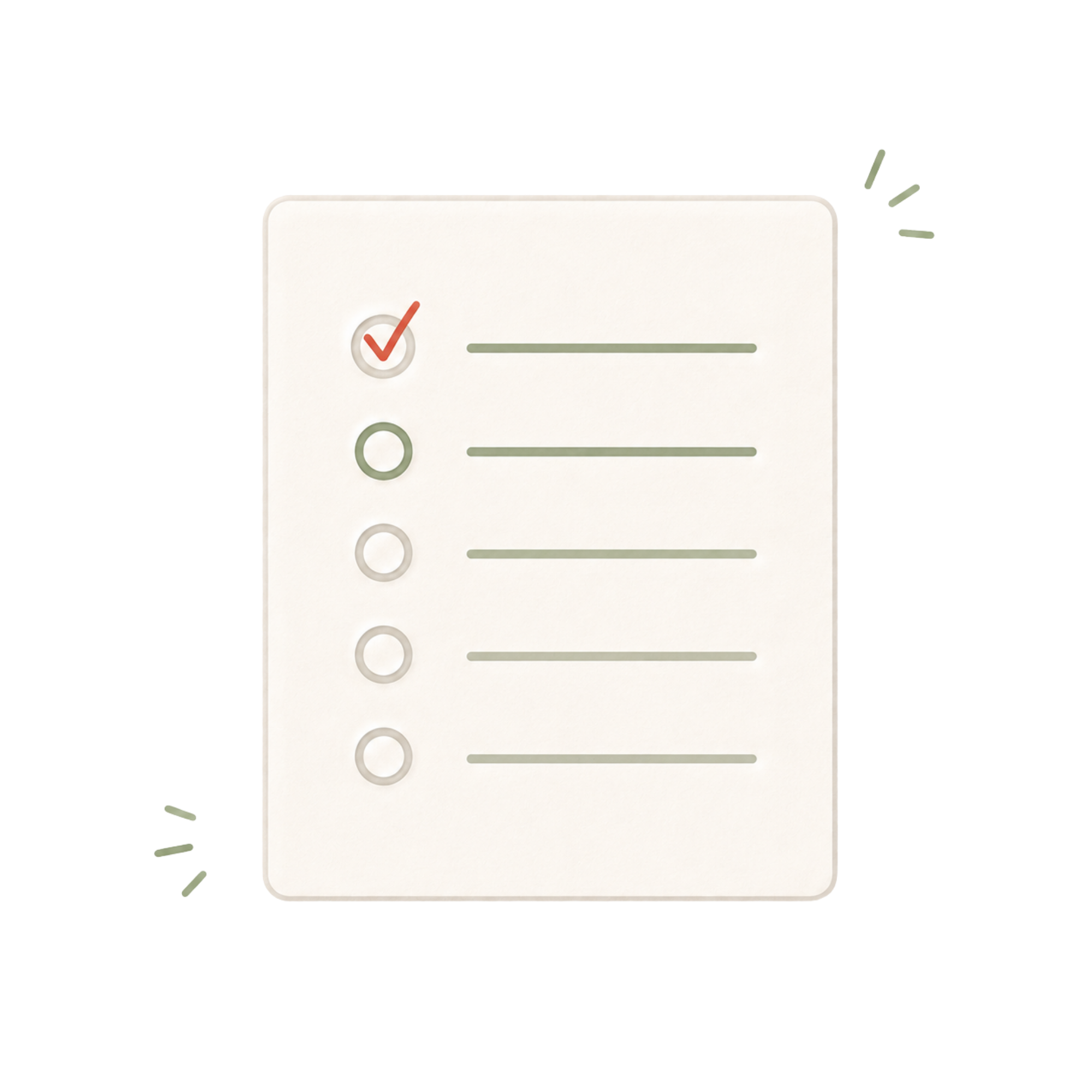 Checklist illustration representing the symptom assessment
